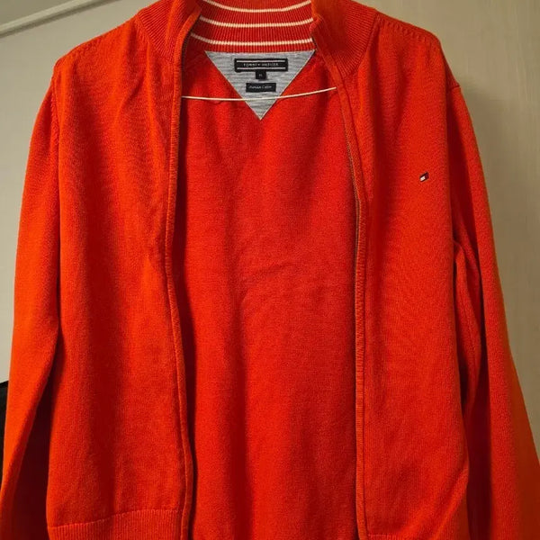 [BUNJANG] Tommy Hilfiger Zip-Up Knit Orange / 타미힐피거 집업 니트 오렌지