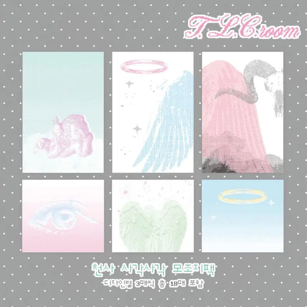 [BUNJANG] TLC Room Angel Paper Memo Pad Stickers (6 Designs) / [티엘씨룸] 천사 사각사각 모조지띵 메모지 스티커