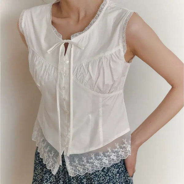 [BUNJANG] Ganier Iris Corset Blouse White / 가니송 Iris corset blouse white