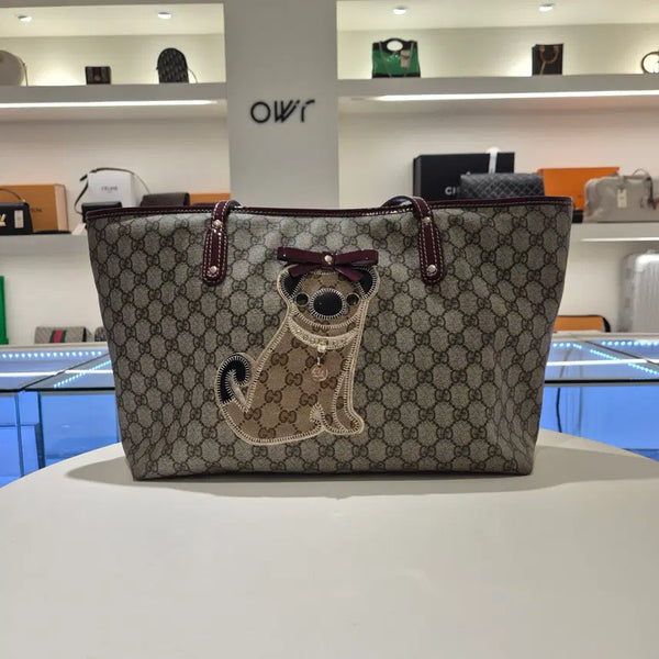 [BUNJANG] Gucci Oliver Pug Shoulder Tote Bag Brown / 구찌 올리버 퍼그 숄더 토트백 브라운