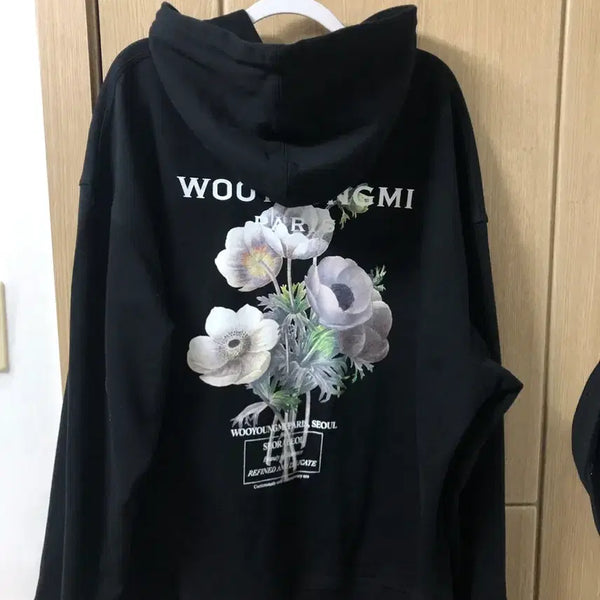 [BUNJANG] Wooyoungmi 23FW Flower Hoodie Black Size 52 / [크림판/새상품급] 우영미 23FW 플라워 후드티 블랙 52사이즈
