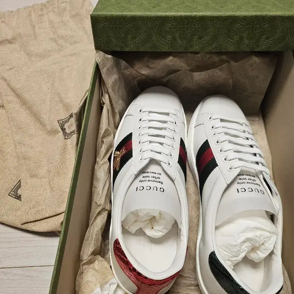 [BUNJANG] Gucci Ace Sneakers Bee Embroidery Snake Detail / 구찌 에이스 스니커즈