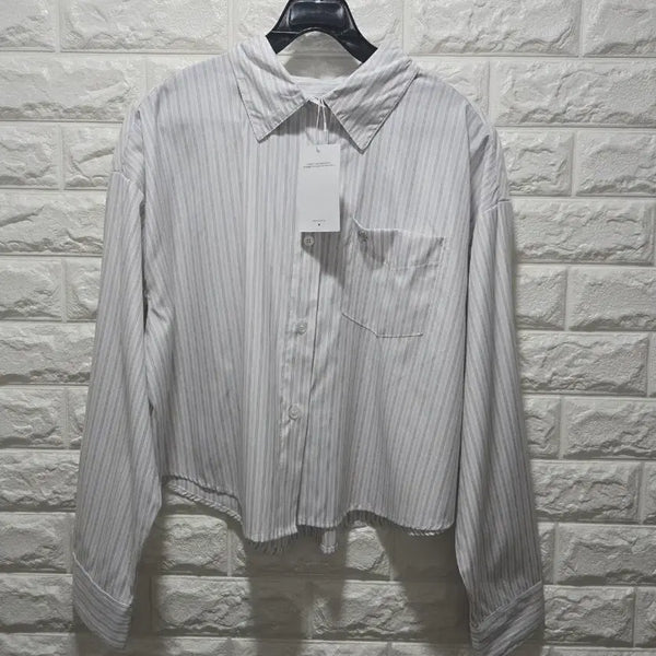 [BUNJANG] Holly Stripe Cropped Shirt / 새상품/ holly 홀리 스트라이프 크롭 셔츠 F