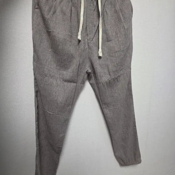 [BUNJANG] Gray Cotton String Jogger Pants / 면바지 회색 스트링 조거 팬츠