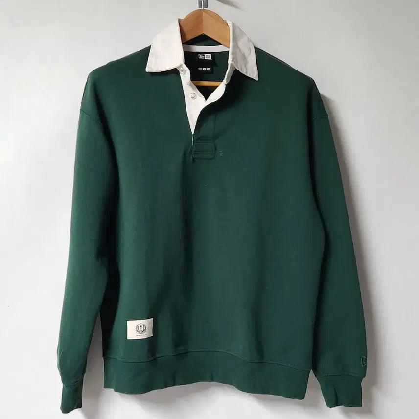 [BUNJANG] New Era Rugby Collar Sweatshirt Deep Green Unisex / 뉴에라 럭비 카라 맨투맨 딥그린 남녀공용 90