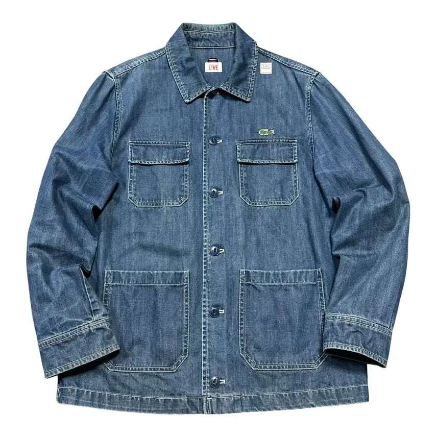 [BUNJANG] Lacoste Multi-Pocket Denim Shirt Jacket / (바배) 라코스테 멀티포켓 데님 셔츠 자켓