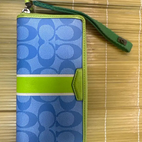 [BUNJANG] Coach Signature Accordion Long Wallet Green / 코치 시그니처 그린 아코디언 장지갑