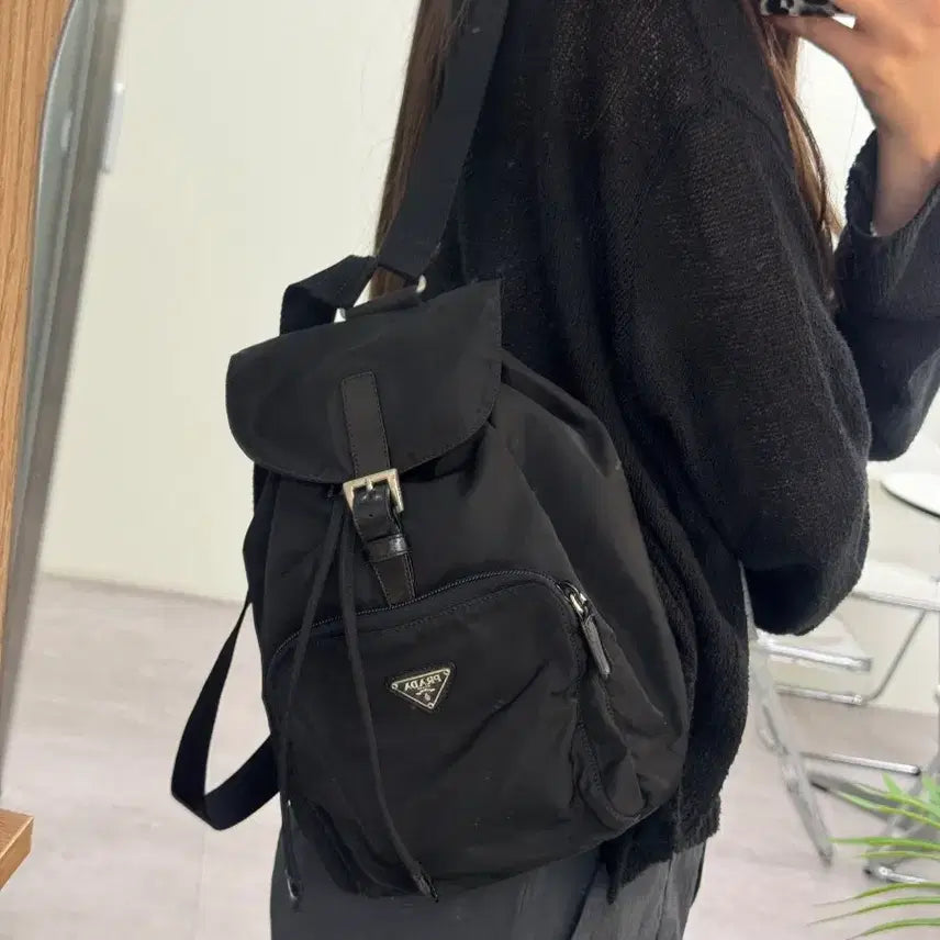 [BUNJANG] Prada One-Pocket Nylon Mini Backpack Black / 프라다 원포켓 나일론 미니 백팩 블랙