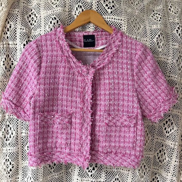 [BUNJANG] LAP Tweed Jacket Pink / [LAP] 트위드 자켓 핑크 Free