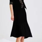 [BUNJANG] Daks Black Pleated Long Dress / 닥스 블랙 플리츠 롱원피스 폴1342