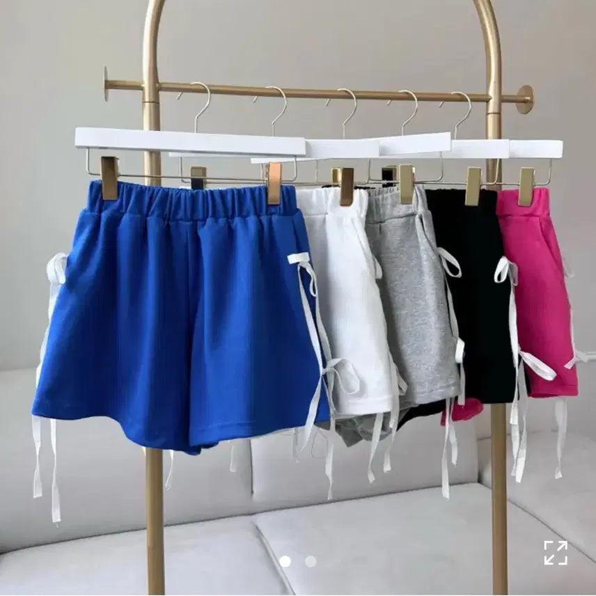 [BUNJANG] Balletcore Ribbon High-Waisted Banding Short Pants / 베베 최저가/슬림허벅지/데일리] 발레코어 리본 밴딩 하이웨스트 숏팬츠 반
