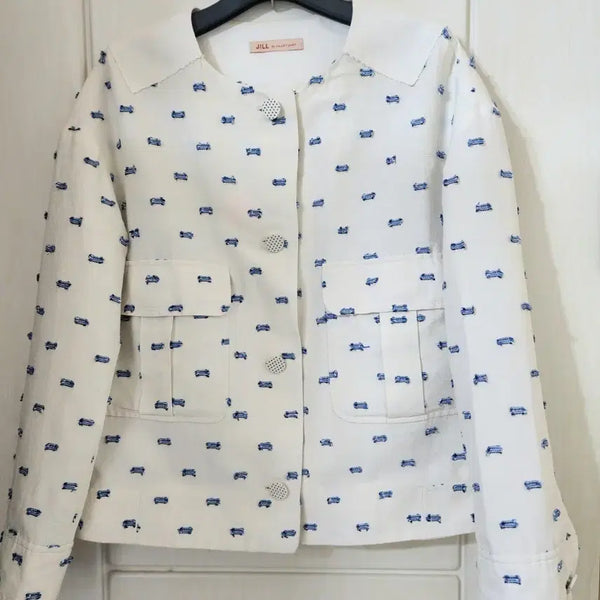 [BUNJANG] JILLSTUART White Pattern Jacket / 질 바이 질스튜어트 화이트 패턴 자켓