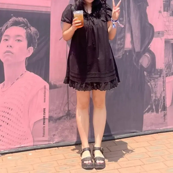 [BUNJANG] DUNST Puff Shirring Cotton Mini Dress Medium / 던스트 원피스 퍼프 셔링 면 미니 원피스 미듐 UDDR5B225