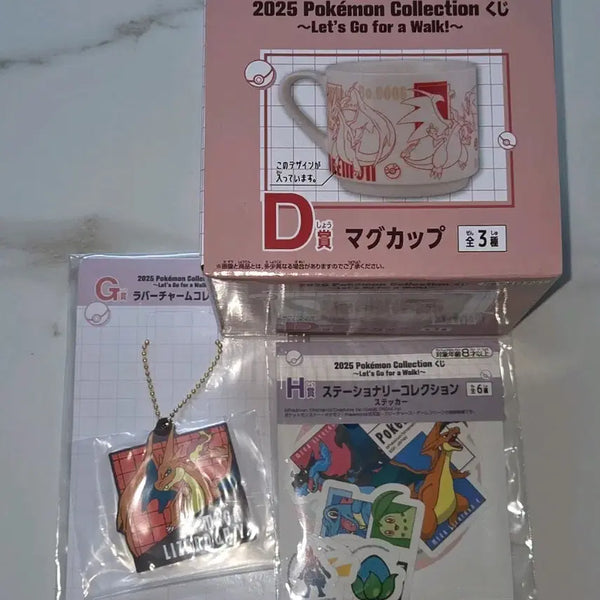[BUNJANG] Pokemon Mega Charizard Mug, Keychain, Sticker Set (Bundle) / 일괄) 포켓몬스터 메가 리자몽 쿠지 D상, G상, H상 머그컵 키링 세트