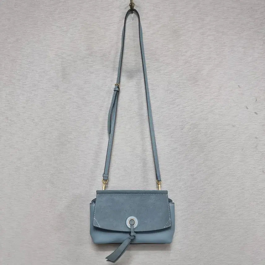 [BUNJANG] Beanpole Suede Mini Crossbody Bag Sky Blue / 빈폴 미니 크로스백 스웨이드 재질 하늘색ㅡ0416ㅁㅁ