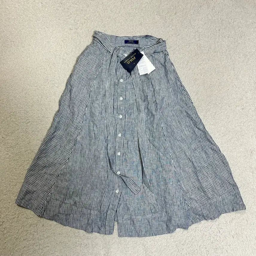 [BUNJANG] Polo Ralph Lauren Linen Stripe Long Skirt / 폴로 랄프로렌 린넨 스트라이프 롱 스커트 치마 0