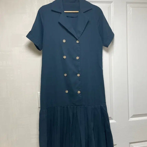 [BUNJANG] Navy Short-Sleeve Long Dress / 네이비 반팔 롱원피스