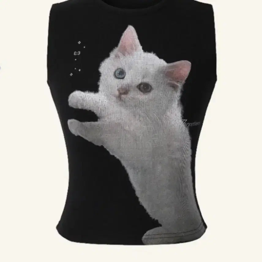 [BUNJANG] 3Times Meow Tank Top Black S Size / 쓰리타임즈 탱크탑 나시 meow tank top