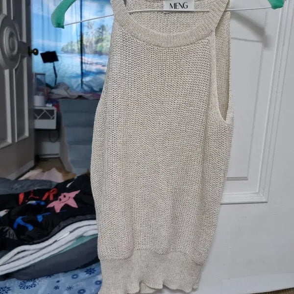 [BUNJANG] MENG Knit Sleeveless Top - Beige / MENG 니트 민소매 베이지