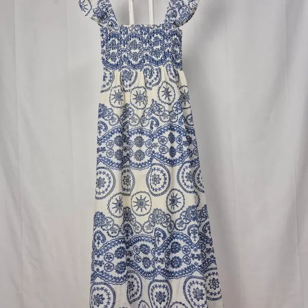 [BUNJANG] Lace Punching Printing Long Dress / 레이스 펀칭 프린팅 롱 원피스
