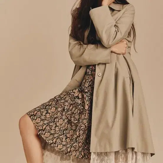 [BUNJANG] Thursday Island Lace Patch Trench Coat / 써스데이아일랜드 레이스 패치 트렌치 s(손뜨개가방)