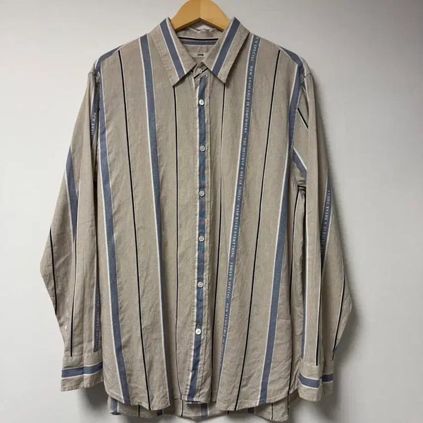 [BUNJANG] System Stripe Linen Shirt L / 시스템 스트라이프 린넨 셔츠 L