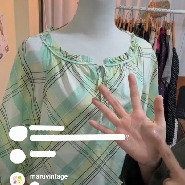 [BUNJANG] Maru Vintage Melon Soda Check Blouse / 마루빈티지 메론소다 체크 블라우스