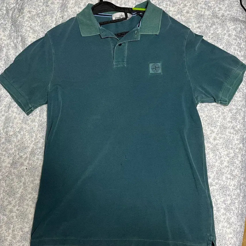 [BUNJANG] Stone Island Green Short Sleeve Polo T-Shirt / 스톤아일랜드 그린 반팔 카라티 빈티지