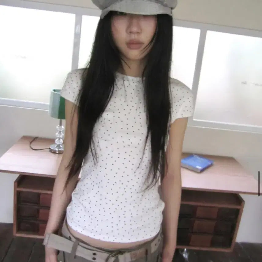 [BUNJANG] Dot Slim Short-Sleeve T-Shirt (White) / 별도트 슬림 반팔 (화이트)
