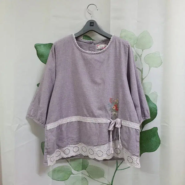 [BUNJANG] Embroidered Cotton Blouse / 자수 면 블라우스