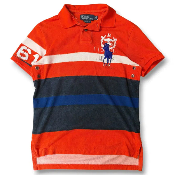 [BUNJANG] Polo Ralph Lauren Custom Fit Big Pony Short Sleeve Polo Shirt XS / 폴로랄프로렌 오렌지 커스텀핏 네이비배색 빅포니 반팔 카라티 XS