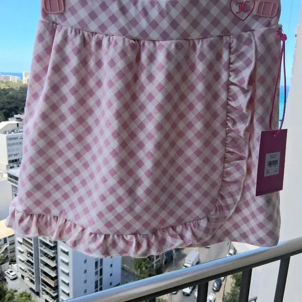 [BUNJANG] Juicy Couture Pink Check Frill Skirt XS / 쥬시꾸뛰르 핑크 체크 프릴 스커트 XS