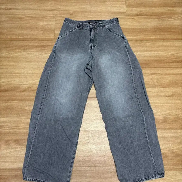 [BUNJANG] HAECHINGROOM Wide Curved Jeans Washed Black Size 2 / 해칭룸 와이드 커브드 진 워시드 블랙 2사이즈