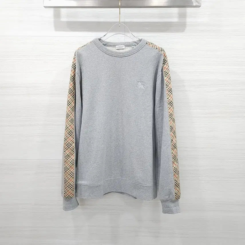 [BUNJANG] Burberry Check Trim Cotton Sweatshirt / L / 버버리 체크 트리밍 코튼 스웨트셔츠 맨투맨 8117987