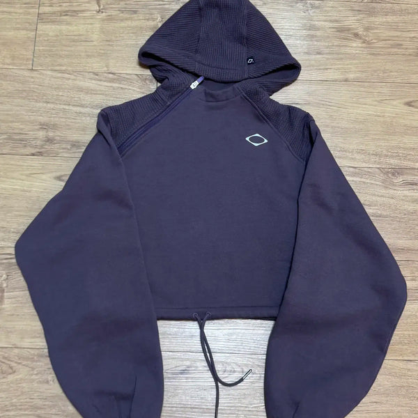 [BUNJANG] Mischief Side Zip Crop Hoodie M Purple / (M)미스치프 사이드 지퍼 크롭 후드티