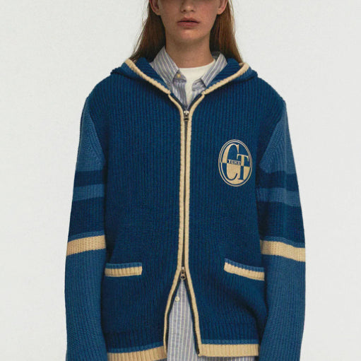 [BUNJANG] Teket CT Wool Knit Hood Zip-Up Blue M / (M)Teket 테켓 CT 울 니트 후드 집업 블루