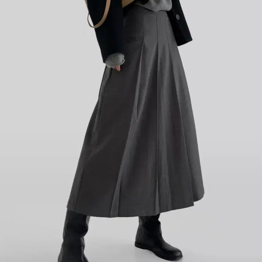 [BUNJANG] Autumn Duffy Long Skirt Charcoal / 어텀 더피롱스커트 차콜
