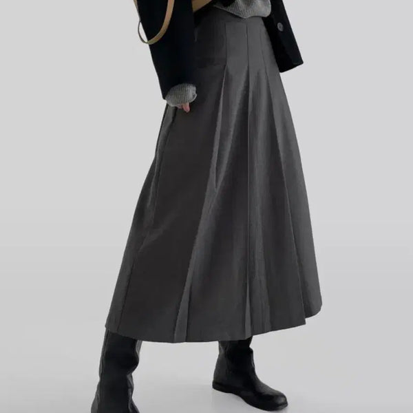 [BUNJANG] Autumn Duffy Long Skirt Charcoal / 어텀 더피롱스커트 차콜