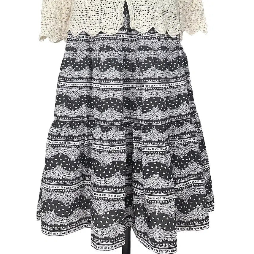 [BUNJANG] Vintage Paisley Shirring Camisole Dress/Skirt Black Mori Girl Y2K Hippie / 일본빈티지 미사용 페이즐리셔링캉캉끈나시원피스겸스커트치마블랙모리걸y2k히피