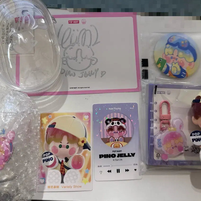 [BUNJANG] Pino Jelly Signed Pouches, Postcards, Memo Pads, Mirror, and Cup Set / 팝마트 피노젤리 작가님 사인, 잡화+아이돌 프로젝트 예능출현