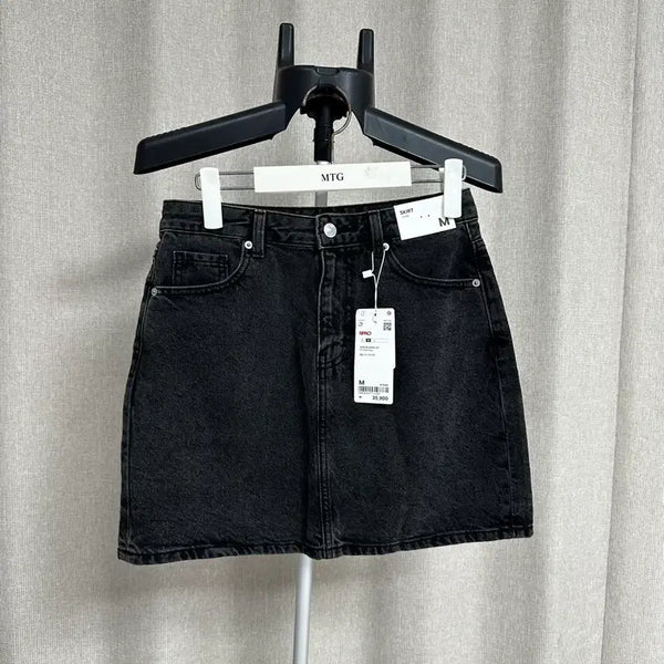 [BUNJANG] SPAO Black Denim Skirt M (New) / 스파오 흑청 데님 스커트 M(새상품)