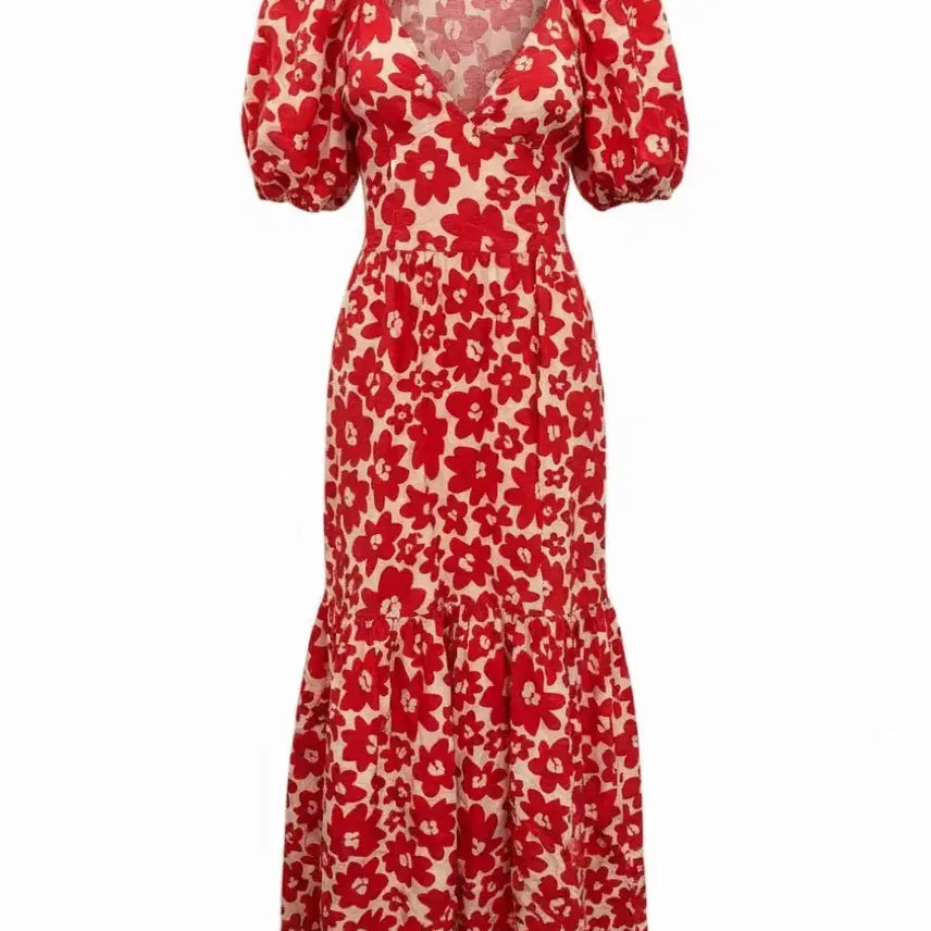 [BUNJANG] ZARA Floral Puff Sleeve Long Dress Women's XS / 여성XS/ 자라 퍼프 소매 꽃무늬 롱 원피스