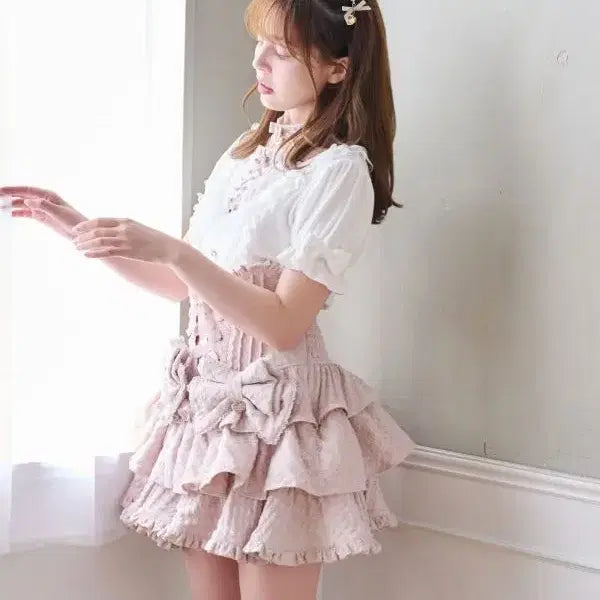 [BUNJANG] Liz Lisa Houndstooth Tiered Skirt Pants / LIZ LISA 리즈리사 하운드투스 티어드 스커트 팬츠