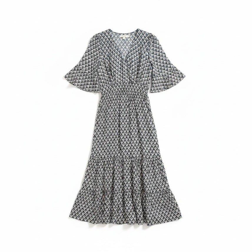 [BUNJANG] Women's Geometric Pattern V-Neck Dress / 여성F/ 기하학 패턴 브이넥 원피스