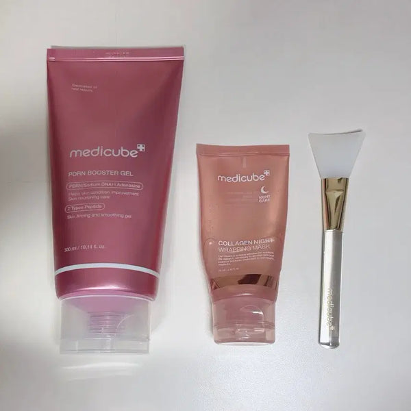[BUNJANG] MediCube PDRN Booster Gel, Collagen Wrapping Mask, Pack Brush Bundle Set / 메디큐브 PDRN 부스터젤+콜라겐 랩핑 마스크+팩브러쉬 일괄