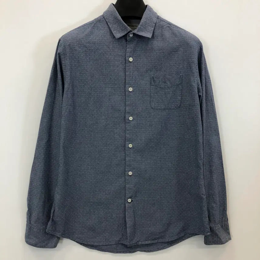 [BUNJANG] Serie Epigram Chambray Pattern Shirt Blue / 시리즈 에피그램 샴브레이 패턴셔츠 100