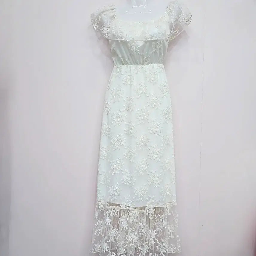 [BUNJANG] White Lace Long Dress / 새상품/미세하자/화이트 레이스 롱 원피스