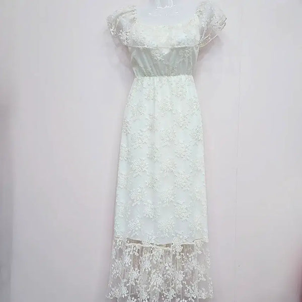 [BUNJANG] White Lace Long Dress / 새상품/미세하자/화이트 레이스 롱 원피스