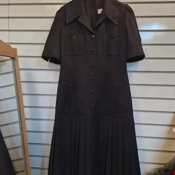 [BUNJANG] MOJO.S.FINE Black Short Sleeve Shirt Dress Pleated Skirt / 모조에스핀 블랙 반팔 셔츠 원피스 플리츠 스커트