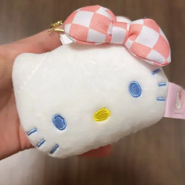 [BUNJANG] Hello Kitty Pink Check Ribbon Doll Keychain / 헬로키티 분홍 핑크 체크 리본 인형 키링